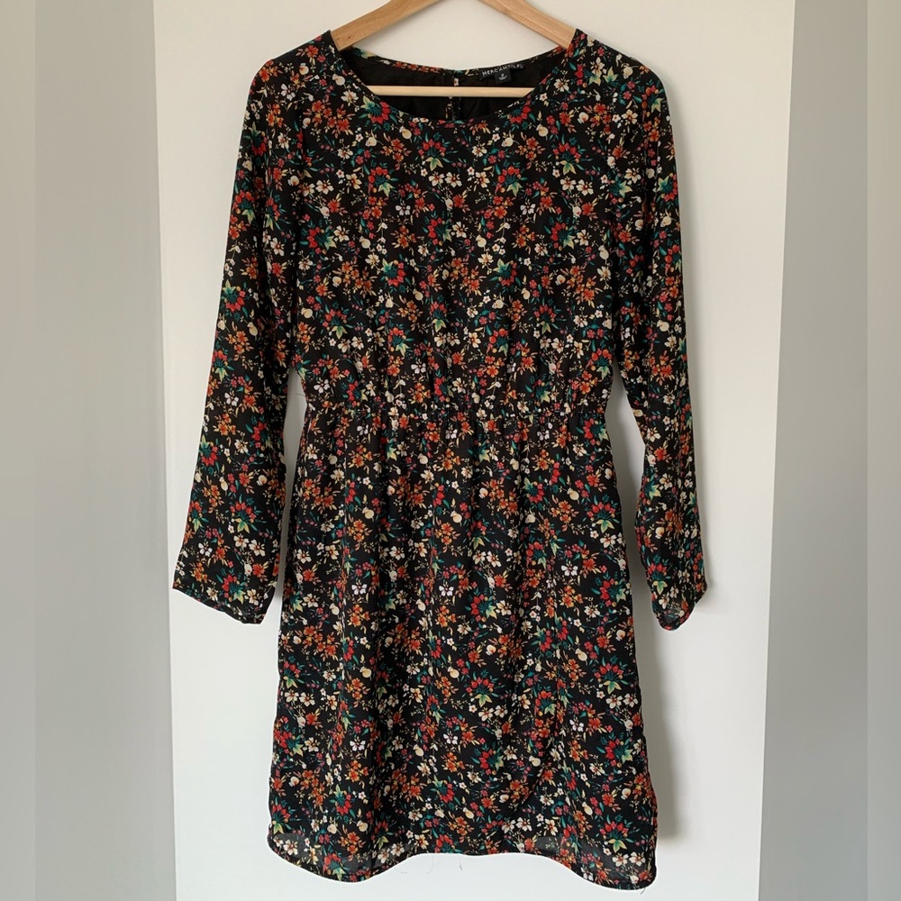 J. Crew Floral Long Sleeve Dress Lined - Picture 1 of 7